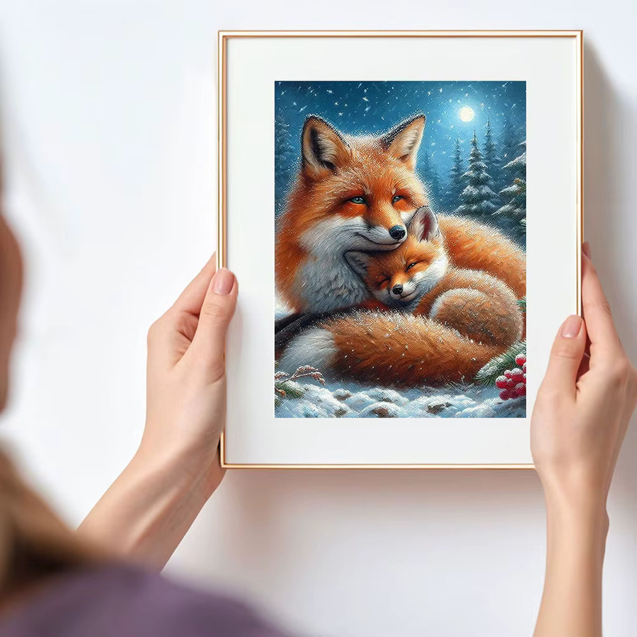 Huacan Diamantgemälde Fuchs in Winterlandschaft als Diamantmosaik Set, Mehrfarbig, B/H: 30 x 20 cm - Bild 3