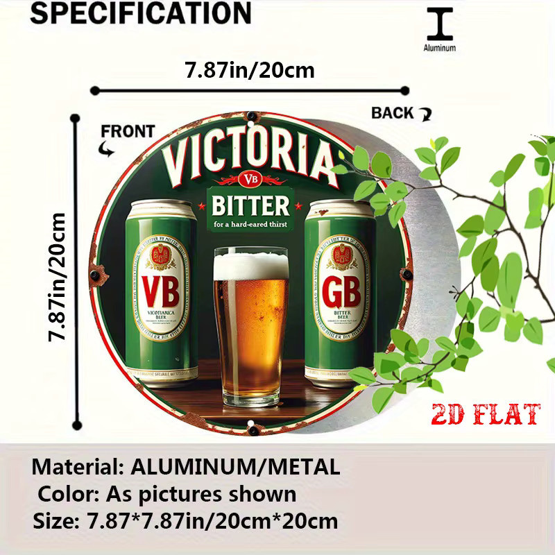 VB Bitter Beer Rundes Aluminiumschild im Vintage-Stil, Rustikales Metalldekor für deine Wand, Durchmesser: 20 cm - Bild 2