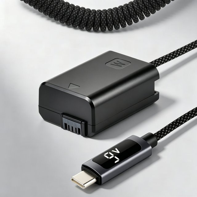 Batmax NP-FW50 Dummy-Akku mit USB-C PD 9V Stromversorgungsanschluss für Sony ZV-E10 A6500 A6400 A6000 A6100 A6300 A7II A7RII in Schwarz - Bild 1