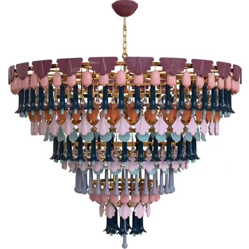 HomeLover LED Pendelleuchte aus Keramik und Kristall im Vintage-Design in Macaron-Farben für Wohnzimmer und Schlafzimmer - Bild 2