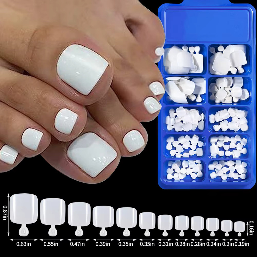 MAFANAILS Press-On Zehennägel, weiß, glänzend, Damen, 100 Stück - Bild 4