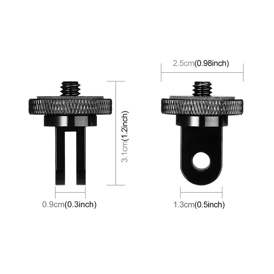 EXSKOF Schraubenadapter Konverter aus Aluminiumlegierung 1/4 Zoll für GoPro Hero Insta360 SJCAM AKASO DJI Osmo Action in Schwarz - Bild 2