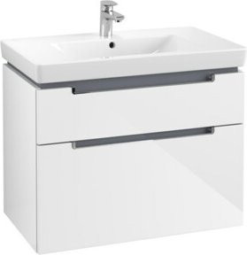 V&B Waschtischunterschrank Subway 2.0 in Glossy White mit Chrom-Details, B/T/H: 78,7 x 44,9 x 59 cm - Bild 1