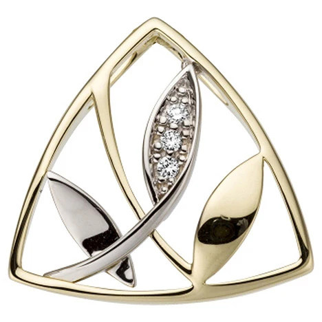 Colfem Anhänger 585 Gelbgold, Weißgold bicolor, 3 Diamanten, Damen - Bild 1