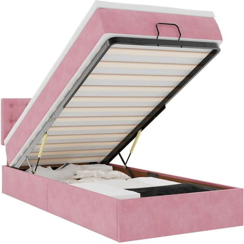 Vidaxl Ottoman Polsterbett mit Matratze aus Samt in Rosa, B/T: 100 x 200 cm - Bild 1