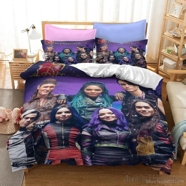 Descendants 3 Bettwäsche-Set mit 3D-Druck für Kinder, Bettdeckenbezug und Kissenbezug aus Mikrofaser, Mehrfarbig, B/H: 229 x 229 cm - Bild 1
