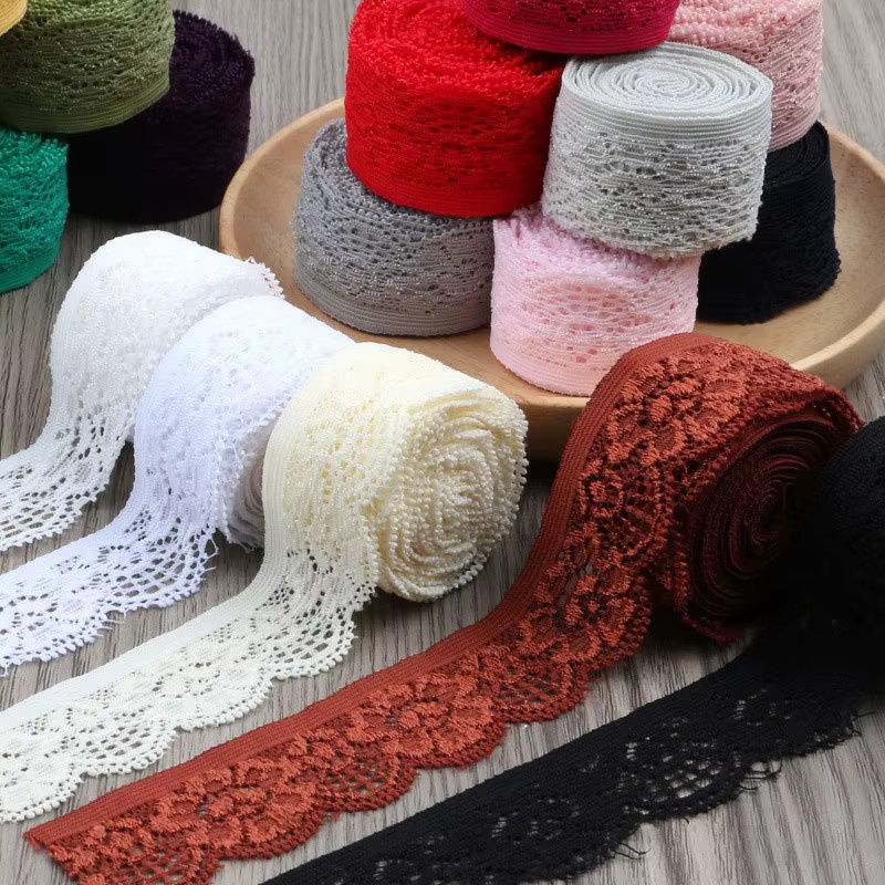 Elastische Spitzenborte in Grau, 25 mm breites besticktes Spitzenband für DIY-Bekleidung und Nähzubehör - Bild 2