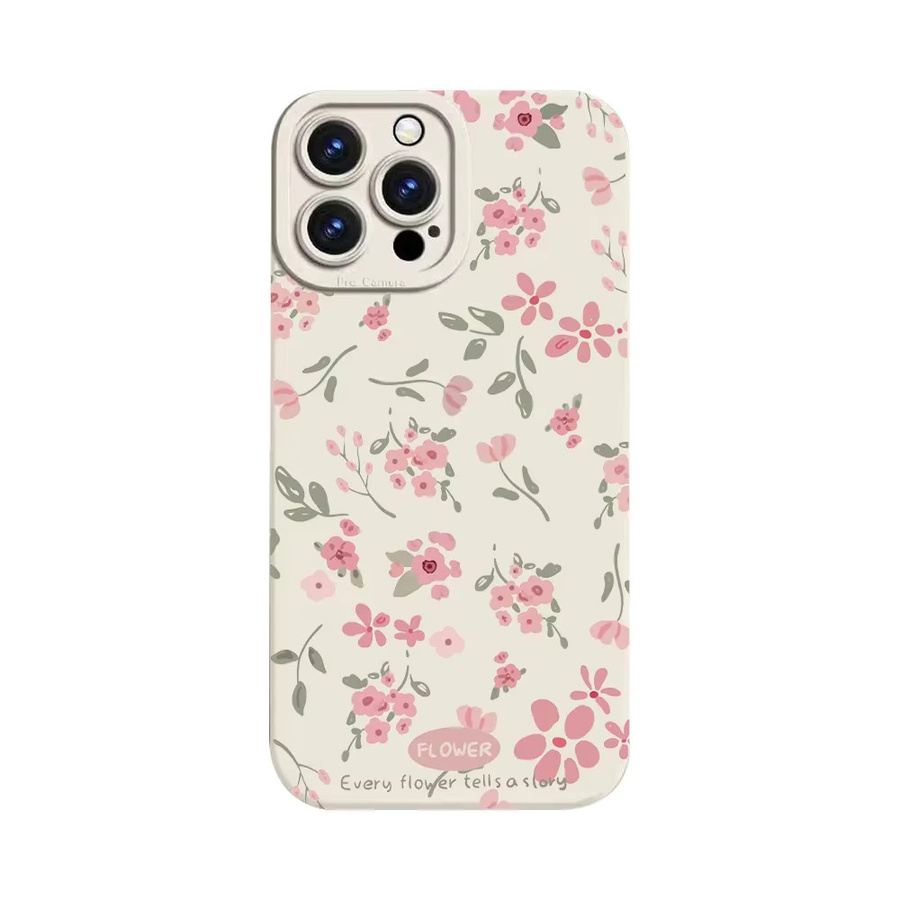 Apple iPhone Handyhülle aus Soft Silikon mit rosa Blumenzweig-Grafik in Pink und Multicolour - Bild 5