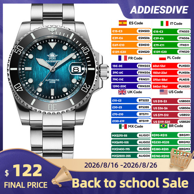 ADDIESDIVE Armbanduhr Automatik, Edelstahl, Saphirglas, 41 mm, Herren - Bild 1