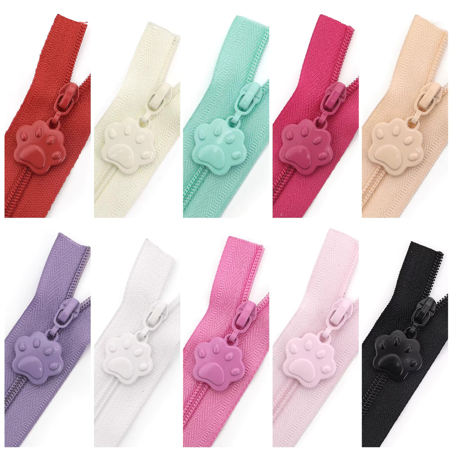 Changsons Set aus 3 Nylon-Reißverschlüssen mit 10 bunten Reißverschlussziehern in Katzenpfotenform, 4,57 m Länge, Multicolor - Bild 3