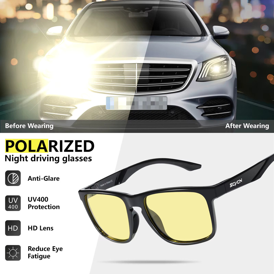 SCVCN Sportsonnenbrille, Gelb, Vollrand, Kunststoff, Unisex, polarisiert - Bild 3