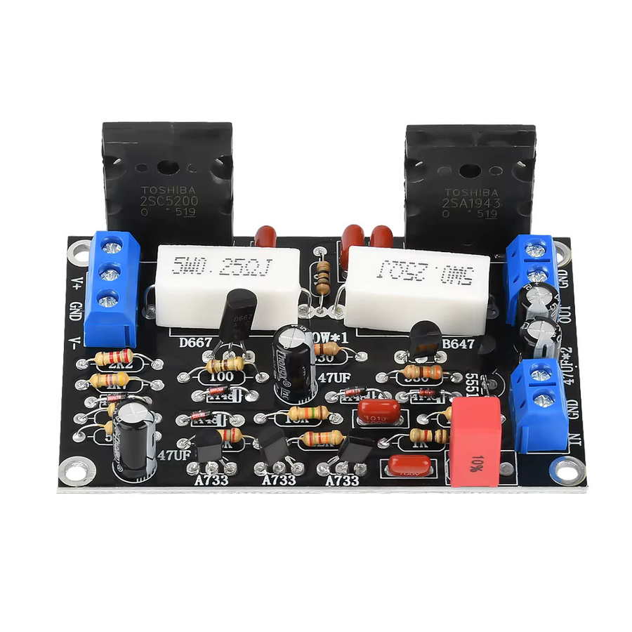 Aideepen Mono Hochleistungs-Endstufenverstärker-Platine 100W DC 10V-45V 2SC5200+2SA1943 Geräuscharmes HIFI-Audio-Verstärkermodul in Multicolour - Bild 3