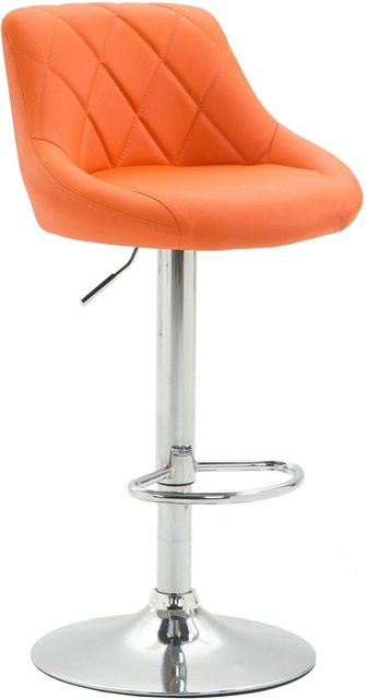 DELUKE Barhocker FALON Barstuhl aus Kunstleder in Orange mit silbernem Fuß, drehbar mit Lehne, B/T/H: 46 x 49 x 83 cm - Bild 1