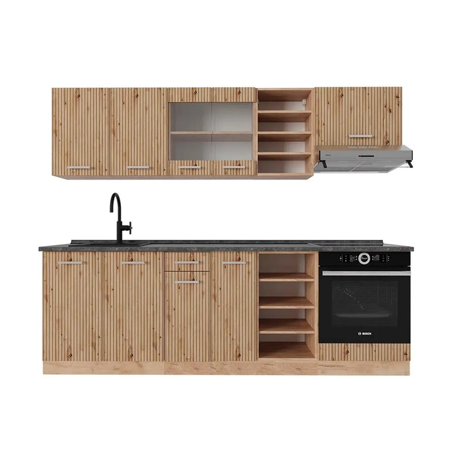 Vicco R-Line Küchenzeile Artisan-Eiche/Goldkraft Eiche in Anthrazit, Breite: 240 cm - Bild 2