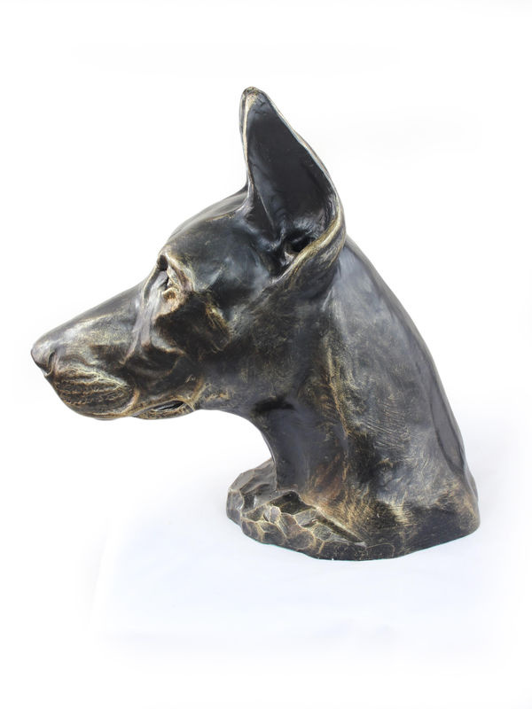 Art-Dog Dobermann Hundebüste aus Kunstharz in Braun und Bronze zur Dekoration für Garten und Wohnzimmer - Bild 3