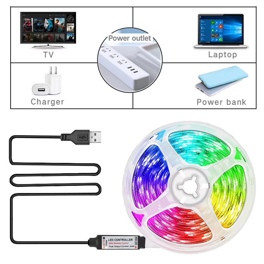 FRST RGB LED Streifen Licht mit USB-Anschluss und Infrarot-Fernbedienung, Multicolour SMD LED Strip für Dekoration - Bild 2