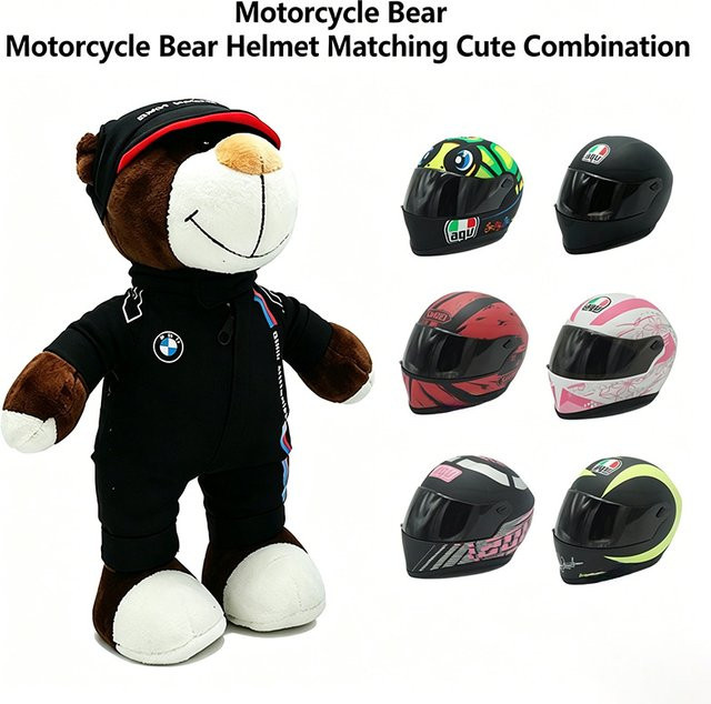 Hot Toys Helm- und Teddybär-Motorrad-Dekorationen, Plüschtiere - Bild 1