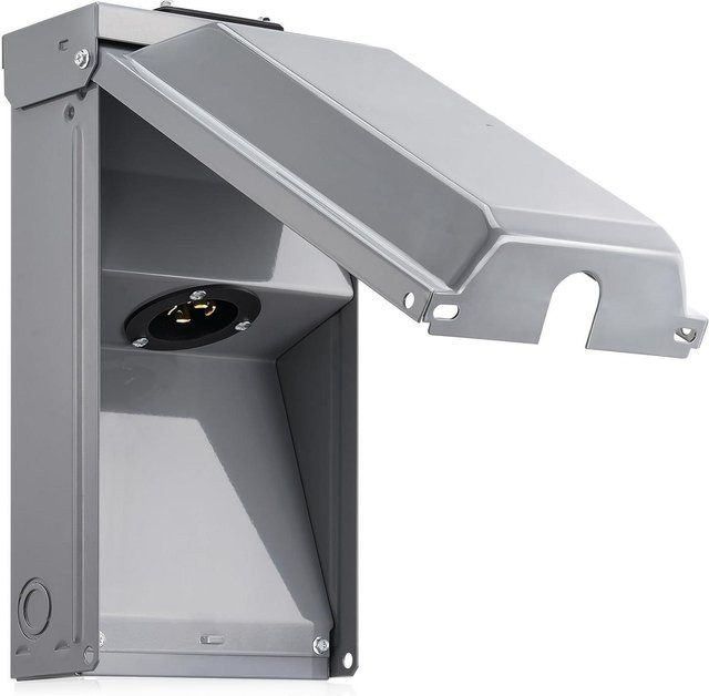 Aimo Generator Steckdosenbox aus Edelstahl in Silber/Grau, regensicher, 30 Ampere, 4 Adern - Bild 1