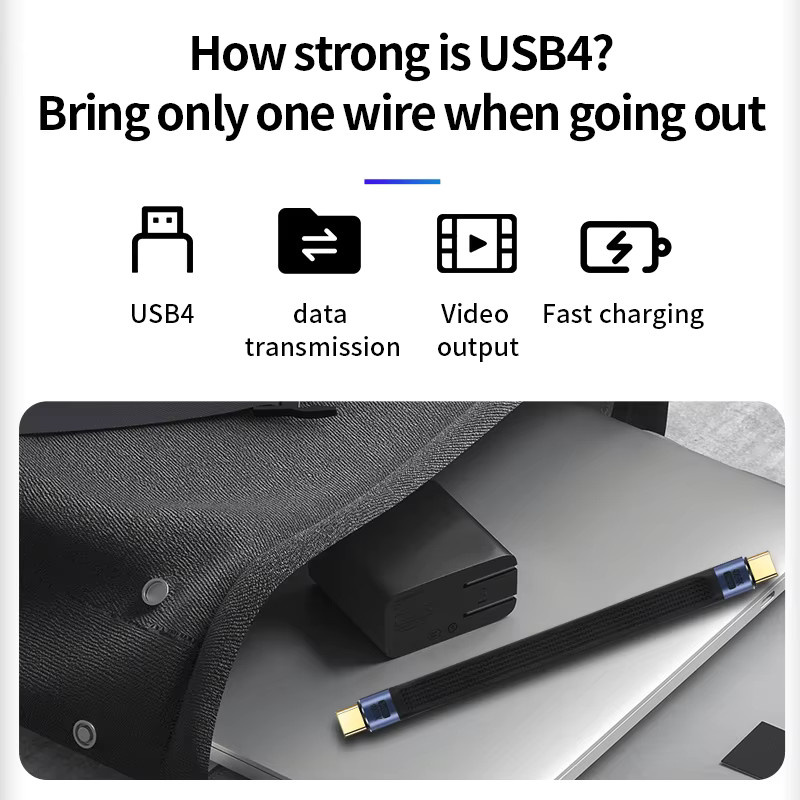 YYTCG USB4 USB-C Kabel Schwarz mit 240W PD Schnellladung und 40Gbps Datenübertragung für Thunderbolt 4/3 Schnittstellen - Bild 2