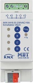MDT technologies Schaltaktor 4-fach 2TE REG, 16A, 230VAC, Komp. AKK-0416.03, Weiß - Bild 1