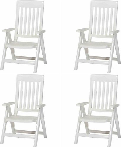 SIEGER Klappsessel Palma 4er-Set aus Kunststoff in Weiss mit Armlehnen - Bild 1