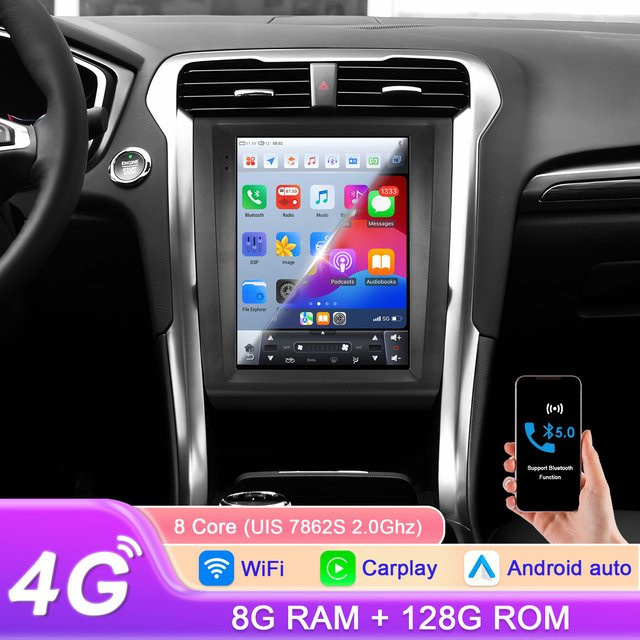 Hizpo 9.7 Zoll Android Auto Multimedia Autoradio mit Carplay und 4G für Ford Fusion und Mondeo MK5 in Schwarz - Bild 1