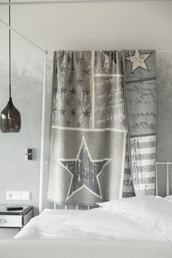 Ibena Kuscheldecke Arling 3024-380 Vintage Sterne in Grau-Beige, B/B: 150 x 200 cm - Bild 1