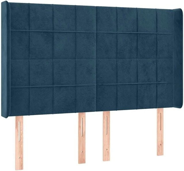 vidaXL Kopfteil mit Ohren in Dunkelblau aus Samt, B/T/H: 147 x 16 x 118/128 cm - Bild 1