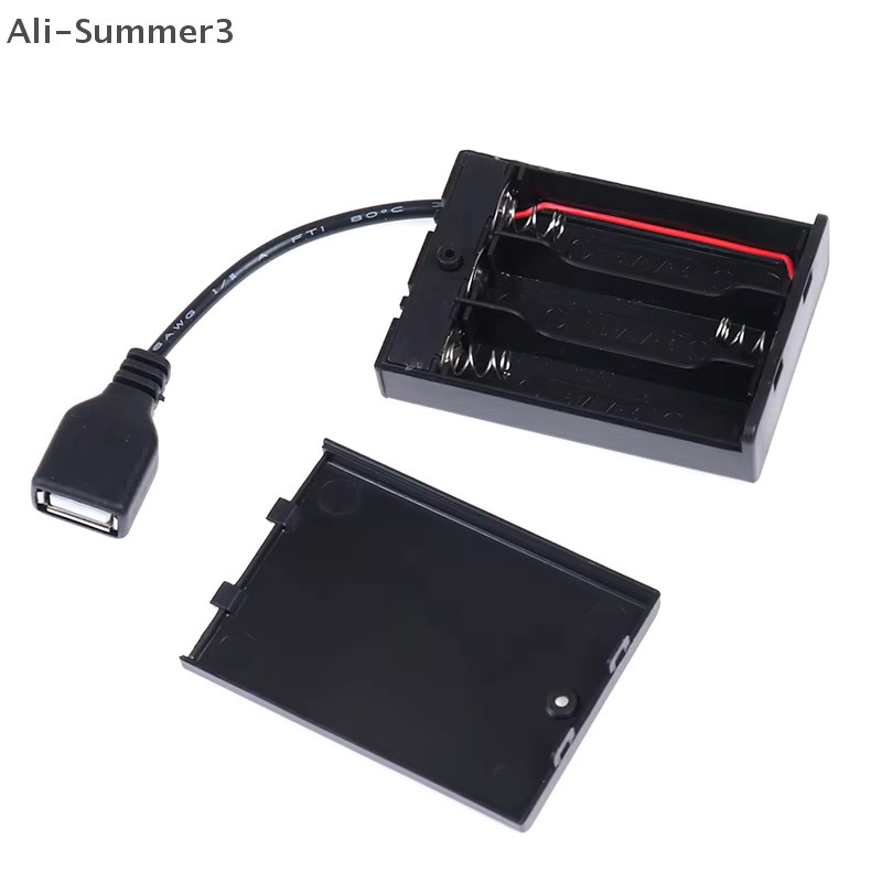 Batteriegehäuse für 3 AA Batterien mit USB-C Anschluss und Schalter, Schwarz, B/T/H: 65 x 45 x 15 mm - Bild 3