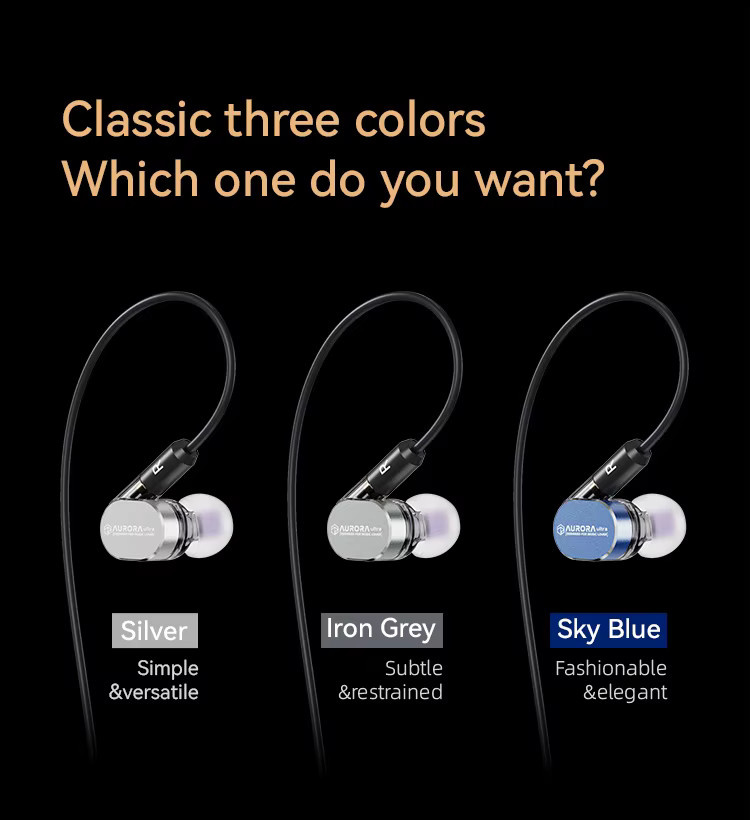 ROSESELSA Aurora Ultra Hybrid In-Ear-Kopfhörer mit 1DD+1 Planar Dual-Driver, HiFi-Musik und Gaming, Farbe: Silber, inklusive 3,5 mm auf Typ-C-DAC - Bild 4