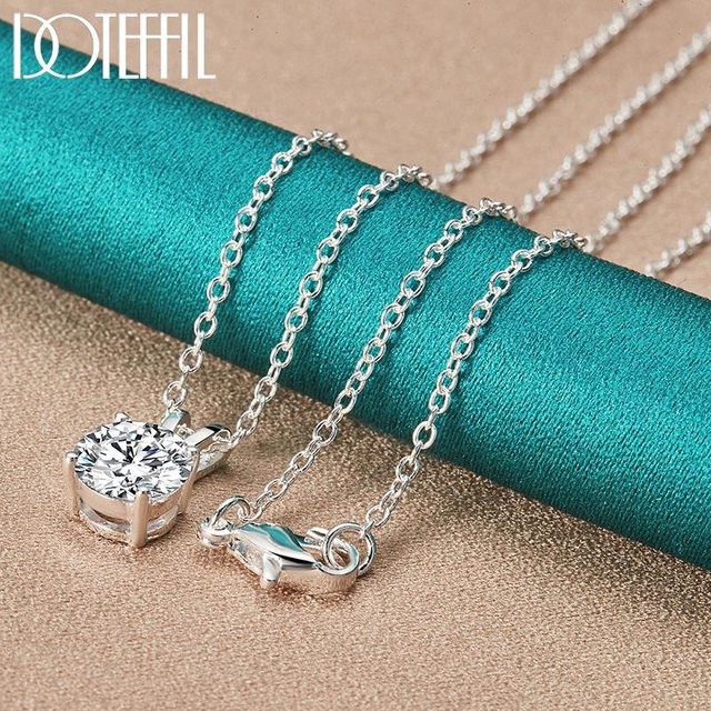 DOTEFFIL Halskette 925 Sterling Silber, Zirkon, blue, Damen, 70 cm - Bild 1