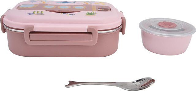 Isolierte und auslaufsichere Edelstahl-Lunchbox für Kinder von CosyHome in Rosa mit Fächern - Bild 1