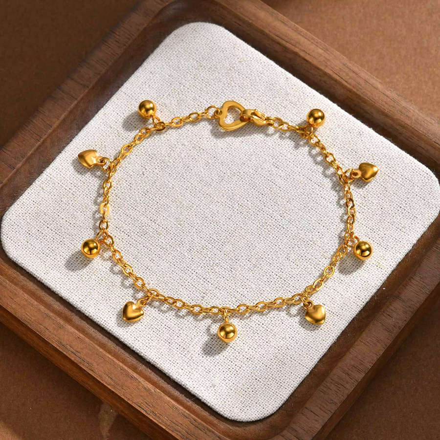 Meaeguet Herz-Armband, 18 Karat vergoldet, Edelstahl, Damen - Bild 3