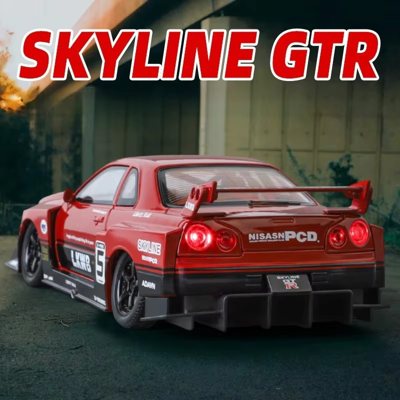 Jinlifang Nissan Skyline GTR-S15 Modifizierte Version, Automodell, 1:24, mit Licht und Sound, Metall - Bild 1