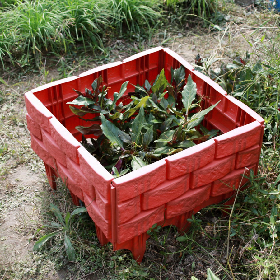 OutsideWorld Kombinationszaun Imitation Steinmauer in Grün und Grau aus Kunststoff als Erdabschlusszaun Type 3 für den Außenbereich - Bild 2