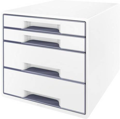 Leitz WOW Cube Schubladenbox 5213 Weiß, 4 Schubladen für DIN A4 - Bild 1
