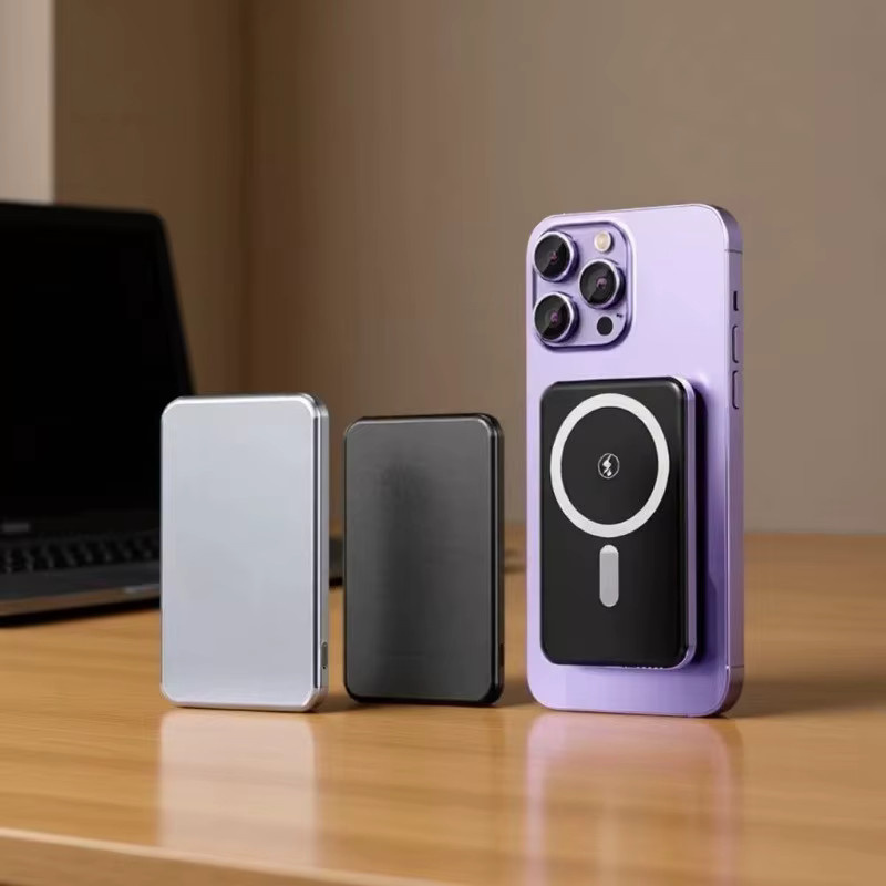 Taepiaai Magnetische Kabellose Powerbank 20000mAh Ultra-Dünn Tragbares MagSafe Ladegerät für iPhone in Grau - Bild 3