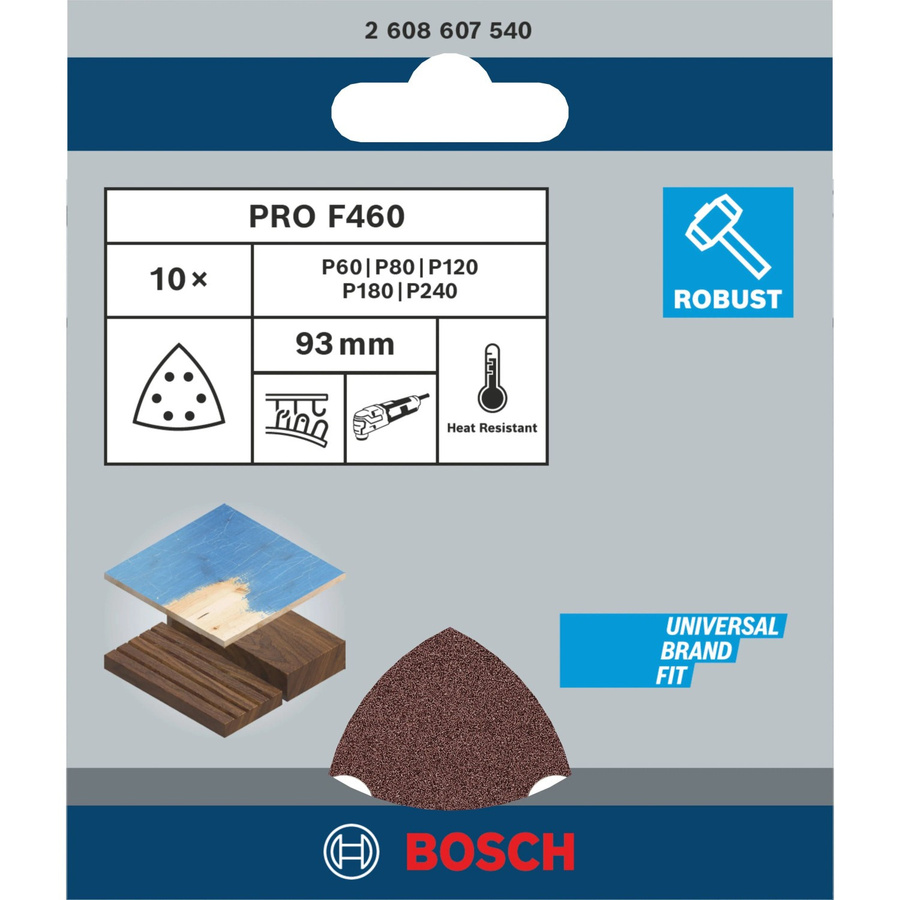 Bosch Deltaschleifpapier-Set für Dreieckschleifer mit Klett, gelocht, Körnung 60 bis 240, Eckmaß: 93 mm - Bild 2