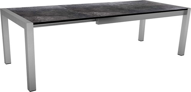 Stern Ausziehtisch Silverstar 2.0 mit Edelstahl Vierkantrohr und Tischplatte in Dark Marble, Farbe Silver/Grey, B/T/H: 174 x 90 x 75 cm (ausziehbar auf 214/254 cm) - Bild 1