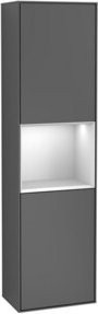 V&B Hochschrank Finion mit LED-Beleuchtung und Glastüren in Anthrazit, B: 41,8 cm, H: 151,6 cm - Bild 1