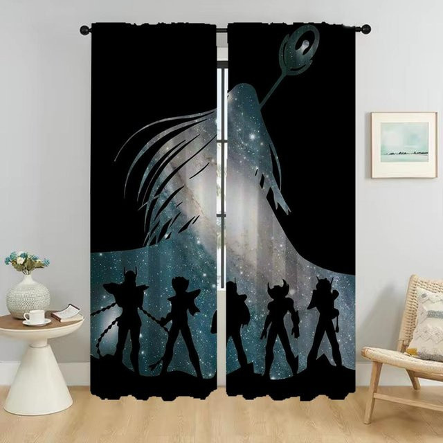 Elegante Halloween Vorhänge für Schlafzimmer und Wohnzimmer, 2er-Set, Schwarz, Breite: 50 cm, Höhe: 70 cm - Bild 1