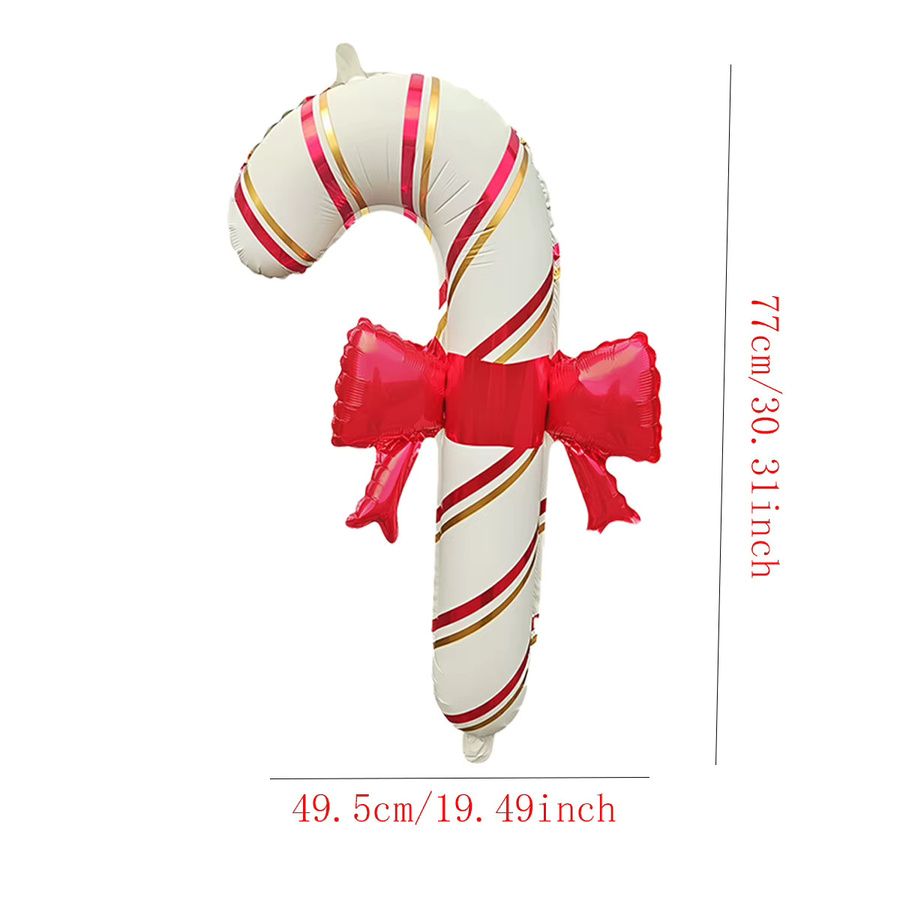 3 Stück Weihnachts-Folienballons in Zuckerrohr-Optik von EACH PARTY, rot weiß grün gestreift, Höhe: 76,2 cm - Bild 3