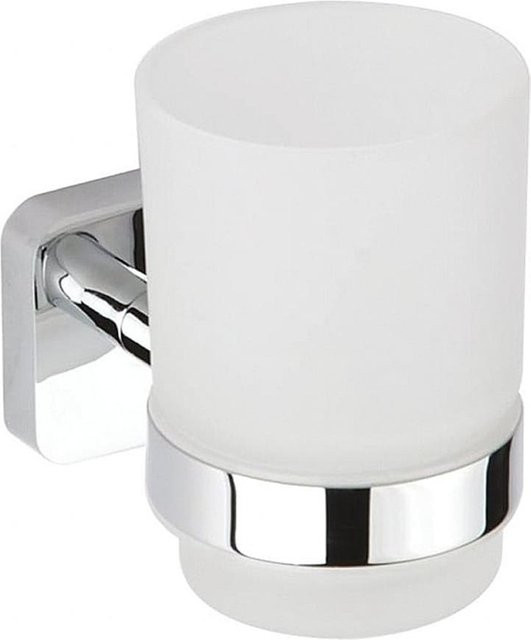 Brillantbad BASI Glashalter aus Messing in Chrom poliert für Bad und Küche, H x B x T: 10,7 x 6,7 x 9,6 cm - Bild 1