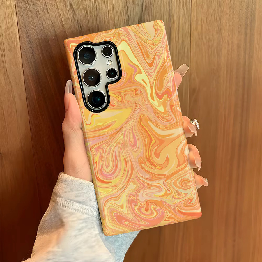 Glänzende Handyhülle mit Sonnenuntergang-Marmor-Design für Samsung Galaxy S26 S25 S24 S23 S20 FE A56 A36 Ultra, Mehrfarbig - Bild 2