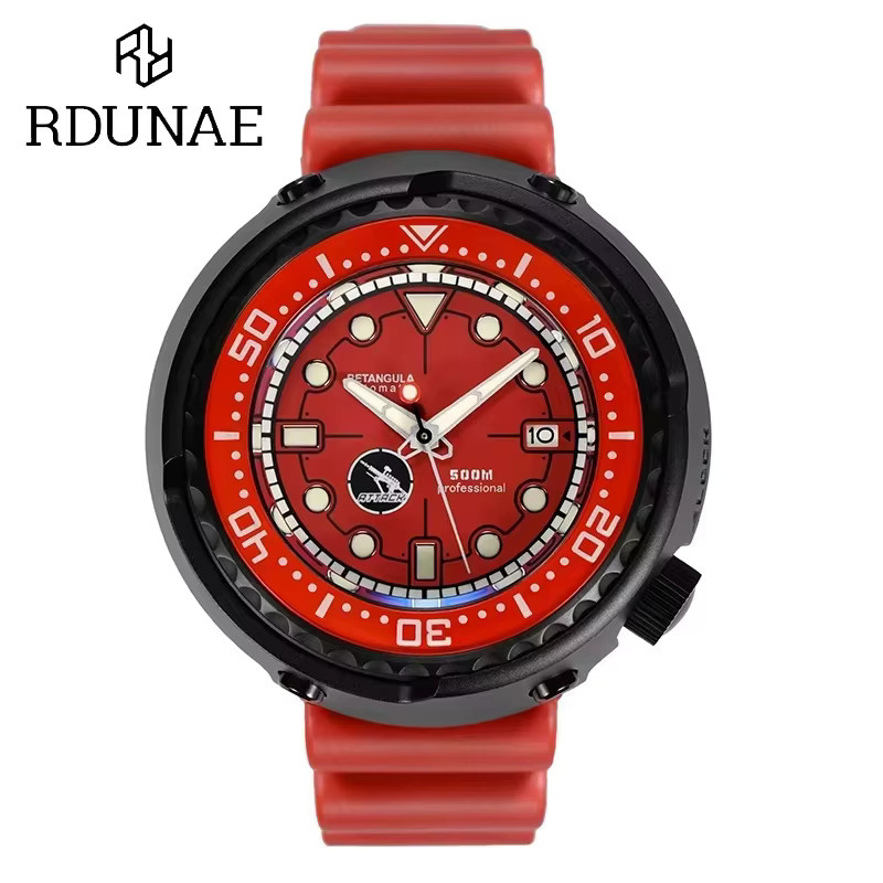 RDUNAE Armbanduhr Automatik, Saphirglas, 52 mm, Kautschuk, Herren, Schwarz - Bild 6