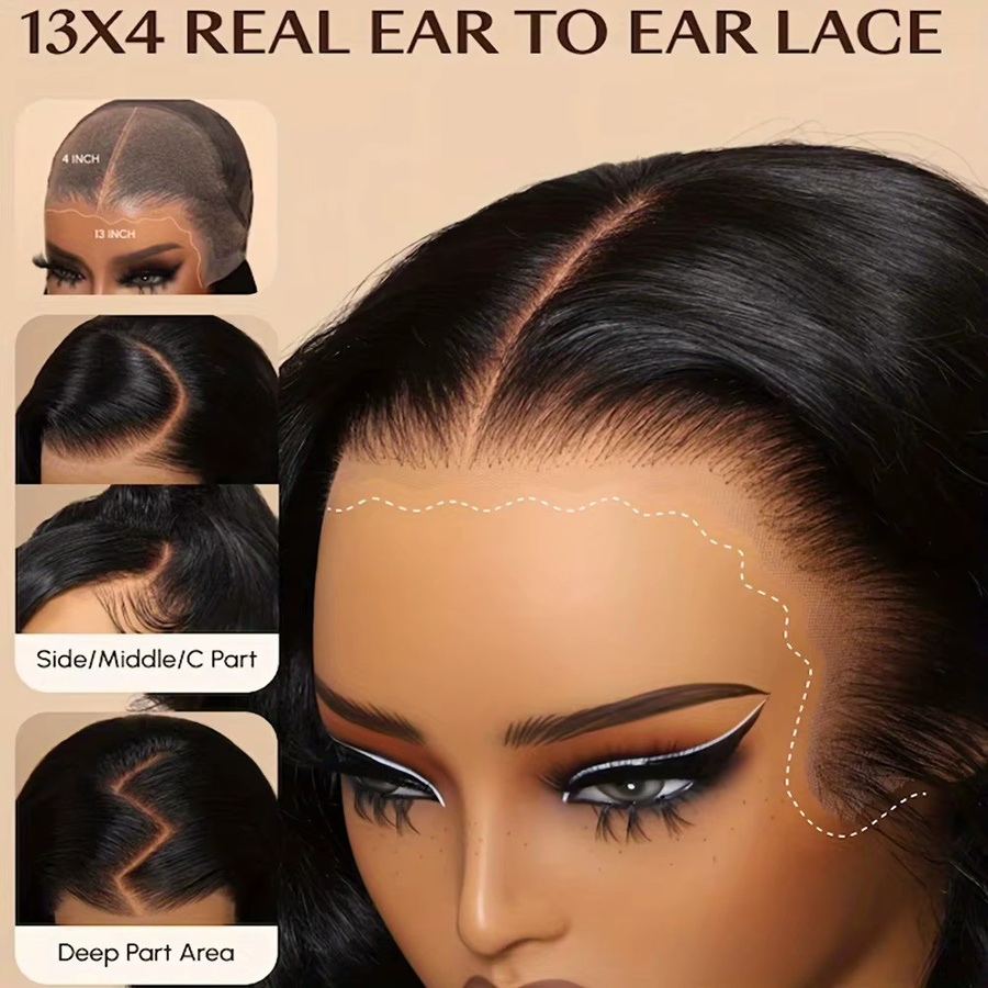 Body Wave Echthaarperücke, 250 Density, HD Lace Front, Damen - Bild 5