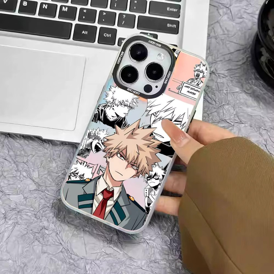 Anime Bakugo Katsuki Handyhülle mit Laser-Effekt in Silber für iPhone 11 bis iPhone 17 Modelle - Bild 2