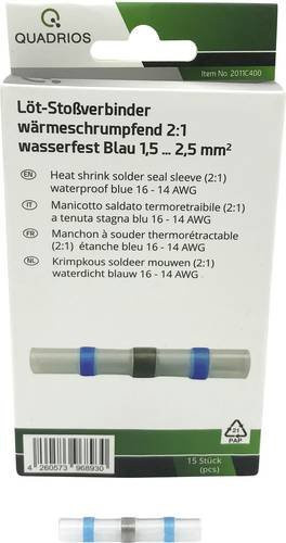 Quadrios 2011C400 Stoßverbinder Blau Vollisoliert für 1.5mm² und 2.5mm², 15 Stück - Bild 1