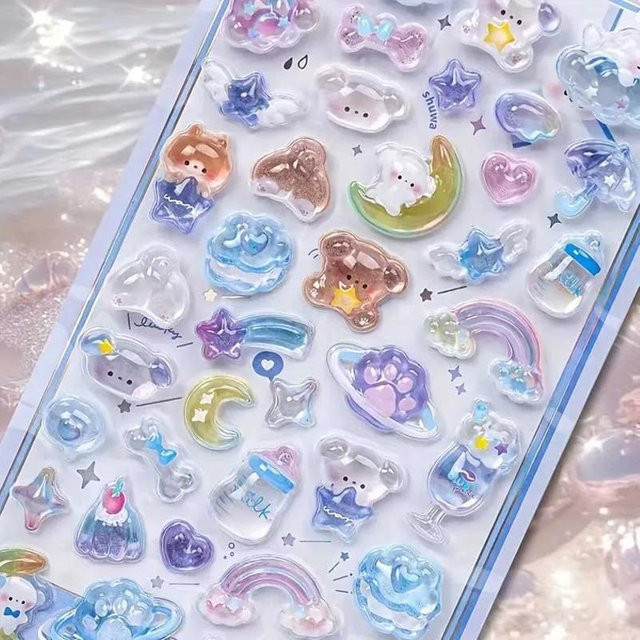 Discover Intime 3D Geprägte Diamant-Sticker im Cartoon-Design aus PVC für Scrapbooking und DIY-Dekoration, Mehrfarbig - Bild 1