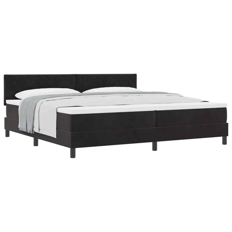 vidaXL Boxspringbett mit Matratze in Schwarz aus Samt, B/T/H: 200 x 200 x 280 cm - Bild 2